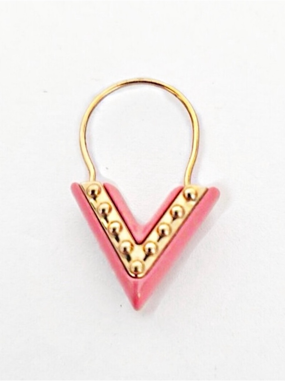 Louis Vuitton Pink and Gold V-Shaped Drop Statement Earring - Picture 1 of 7